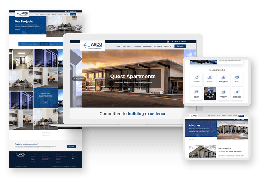 Www.ganberofanno created the website for construction company ARCO to present their services